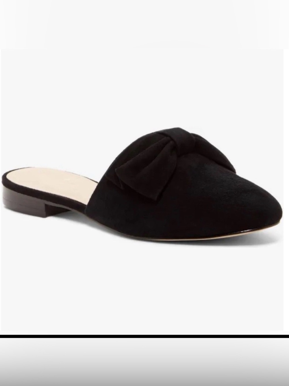 Kate Spade Madras Black Suede Bow Mules